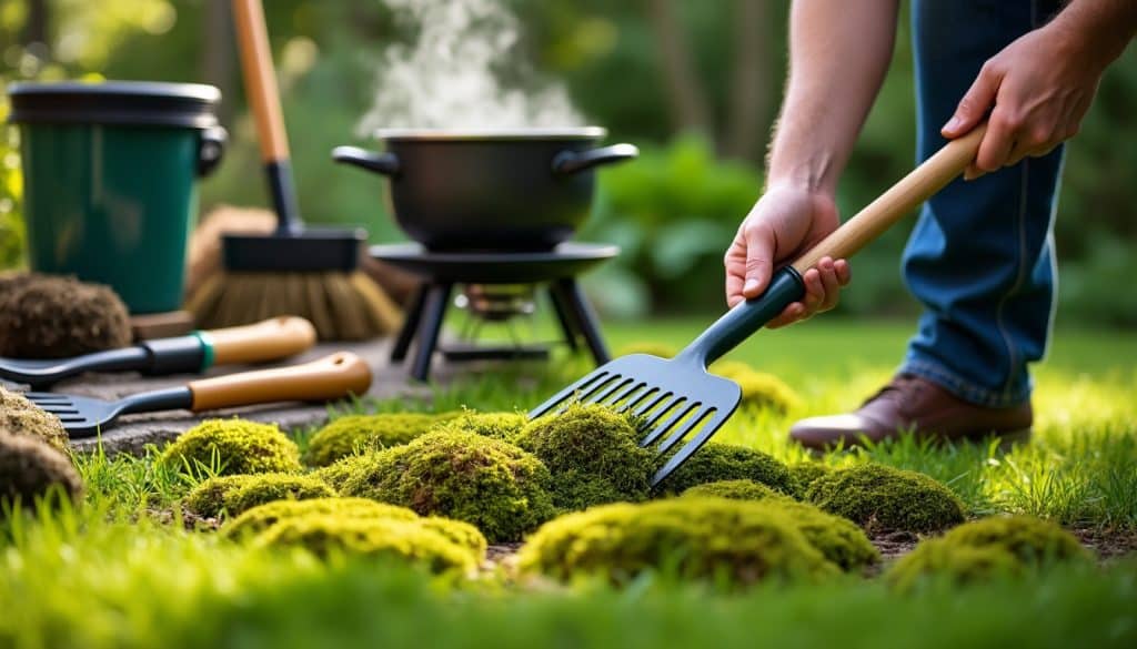 Enlever la mousse du gazon : cuisson, encombrement et nettoyage